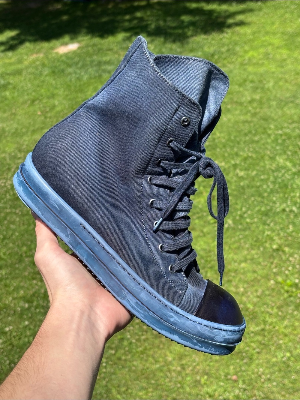 Rick Owens EDFU DRKSHDW High Indigo Blue size 10